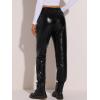 imageAllegra K Womens Metallic Trousers Christmas Shiny Sparkle Elastic Waist Holographic PantsBlack