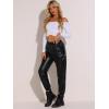 imageAllegra K Womens Metallic Trousers Christmas Shiny Sparkle Elastic Waist Holographic PantsBlack