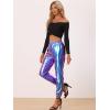 imageAllegra K Womens Metallic Trousers Christmas Shiny Sparkle Elastic Waist Holographic PantsBlue Purple