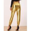imageAllegra K Womens Metallic Trousers Christmas Shiny Sparkle Elastic Waist Holographic PantsChampagne Gold