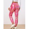 imageAllegra K Womens Metallic Trousers Christmas Shiny Sparkle Elastic Waist Holographic PantsHolographic Pink