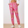 imageAllegra K Womens Metallic Trousers Christmas Shiny Sparkle Elastic Waist Holographic PantsHolographic Pink