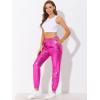 imageAllegra K Womens Metallic Trousers Christmas Shiny Sparkle Elastic Waist Holographic PantsHot Pink