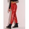 imageAllegra K Womens Metallic Trousers Christmas Shiny Sparkle Elastic Waist Holographic PantsRed