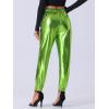 imageAllegra K Womens Metallic Trousers Christmas Shiny Sparkle Elastic Waist Holographic PantsShiny Green