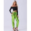 imageAllegra K Womens Metallic Trousers Christmas Shiny Sparkle Elastic Waist Holographic PantsShiny Green