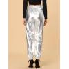 imageAllegra K Womens Metallic Trousers Christmas Shiny Sparkle Elastic Waist Holographic PantsSilver
