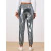 imageAllegra K Womens Metallic Trousers Christmas Shiny Sparkle Elastic Waist Holographic PantsSilver Grey