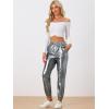 imageAllegra K Womens Metallic Trousers Christmas Shiny Sparkle Elastic Waist Holographic PantsSilver Grey