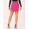 imageAllegra K Womens Rhinestone Fringe Trim Bodycon Skirt High Waisted Asymmetrical Hem Party SkirtsHot Pink