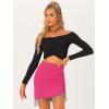 imageAllegra K Womens Rhinestone Fringe Trim Bodycon Skirt High Waisted Asymmetrical Hem Party SkirtsHot Pink