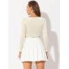 imageAllegra K Womens Velvet Long Sleeve Off Shoulder Solid Crop TopBeige