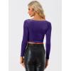 imageAllegra K Womens Velvet Long Sleeve Off Shoulder Solid Crop TopDark Purple