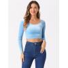 imageAllegra K Womens Velvet Long Sleeve Off Shoulder Solid Crop TopLight Blue