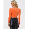 imageAllegra K Womens Velvet Long Sleeve Off Shoulder Solid Crop TopOrange