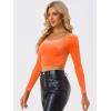 imageAllegra K Womens Velvet Long Sleeve Off Shoulder Solid Crop TopOrange