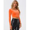 imageAllegra K Womens Velvet Long Sleeve Off Shoulder Solid Crop TopOrange