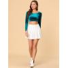 imageAllegra K Womens Velvet Long Sleeve Off Shoulder Solid Crop TopPeacock Blue