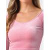 imageAllegra K Womens Velvet Long Sleeve Off Shoulder Solid Crop TopPink
