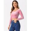 imageAllegra K Womens Velvet Long Sleeve Off Shoulder Solid Crop TopPink