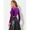 imageAllegra K Womens Velvet Long Sleeve Off Shoulder Solid Crop TopPurple