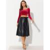 imageAllegra K Womens Velvet Long Sleeve Off Shoulder Solid Crop TopRed