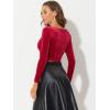 imageAllegra K Womens Velvet Long Sleeve Off Shoulder Solid Crop TopRed