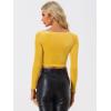 imageAllegra K Womens Velvet Long Sleeve Off Shoulder Solid Crop TopYellow