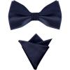 imageAllegra K Mens Solid Color PreTied Bow Tie with Matching Pocket Square Set for Wedding PartyNavy Blue