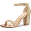 imageAllegra K Womens Glitter Ankle Strap Chunky Heels SandalsGold