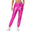 imageAllegra K Womens Metallic Trousers Christmas Shiny Sparkle Elastic Waist Holographic PantsHot Pink
