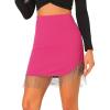 imageAllegra K Womens Rhinestone Fringe Trim Bodycon Skirt High Waisted Asymmetrical Hem Party SkirtsHot Pink