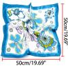 imageuxcell Women Square Scarf Scarves Leopard Printed Striped Polka Dots Pattern Kerchief NeckerchiefBlue White Flower