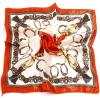 imageuxcell Women Square Scarf Scarves Leopard Printed Striped Polka Dots Pattern Kerchief NeckerchiefOrange Red Off White