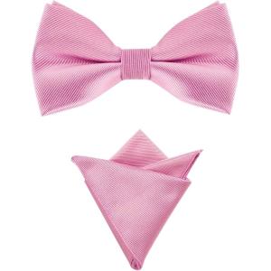 imageAllegra K Mens Solid Color PreTied Bow Tie with Matching Pocket Square Set for Wedding PartyPink