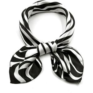 imageuxcell Women Square Scarf Scarves Leopard Printed Striped Polka Dots Pattern Kerchief NeckerchiefBlack White Zebra Pattern