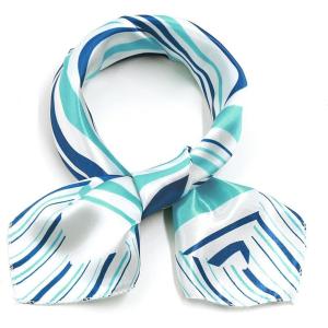 imageuxcell Women Square Scarf Scarves Leopard Printed Striped Polka Dots Pattern Kerchief NeckerchiefBlue White Novelty