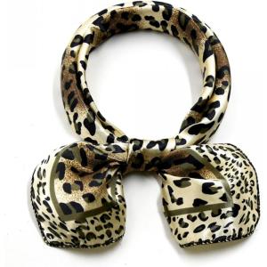 imageuxcell Women Square Scarf Scarves Leopard Printed Striped Polka Dots Pattern Kerchief NeckerchiefGold Leopard