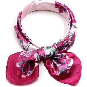 imageuxcell Women Square Scarf Scarves Leopard Printed Striped Polka Dots Pattern Kerchief NeckerchiefPink Floral