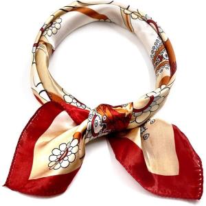 imageuxcell Women Square Scarf Scarves Leopard Printed Striped Polka Dots Pattern Kerchief NeckerchiefRed Beige Paisleys Floral