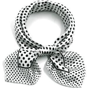 imageuxcell Women Square Scarf Scarves Leopard Printed Striped Polka Dots Pattern Kerchief NeckerchiefWhite Black Dots