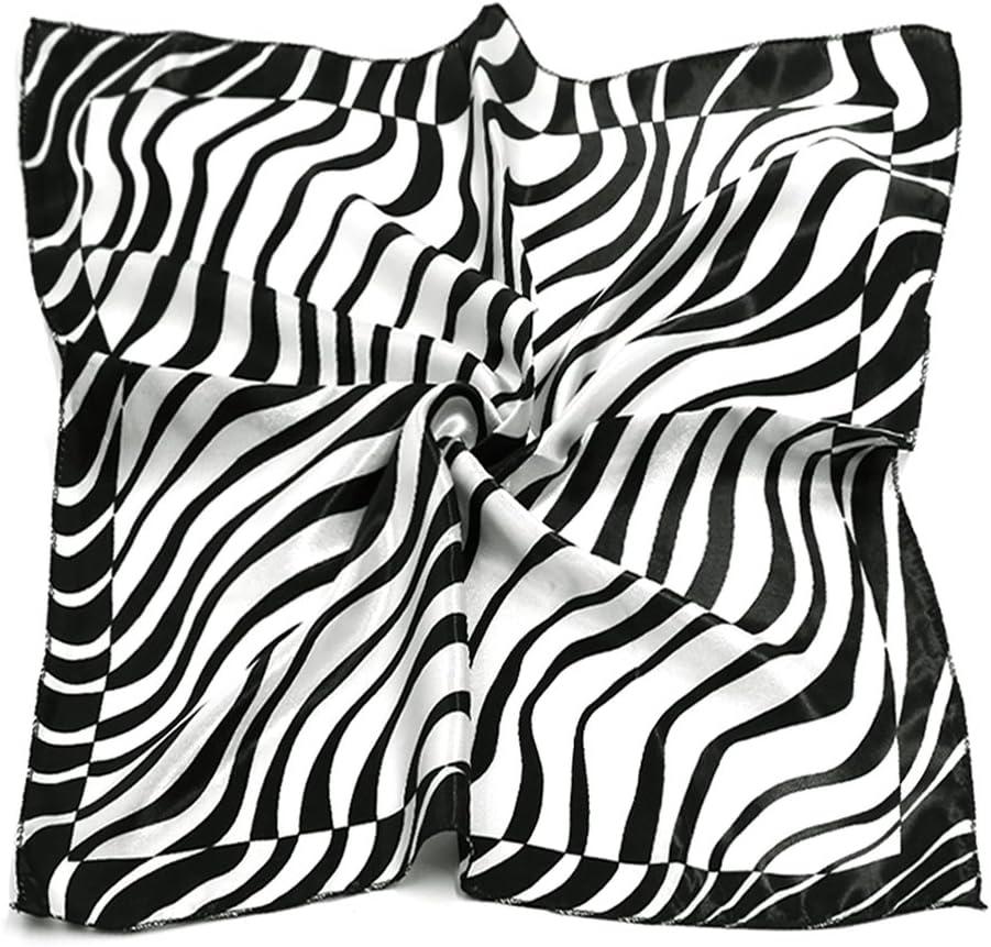 imageuxcell Women Square Scarf Scarves Leopard Printed Striped Polka Dots Pattern Kerchief NeckerchiefBlack White Zebra Pattern