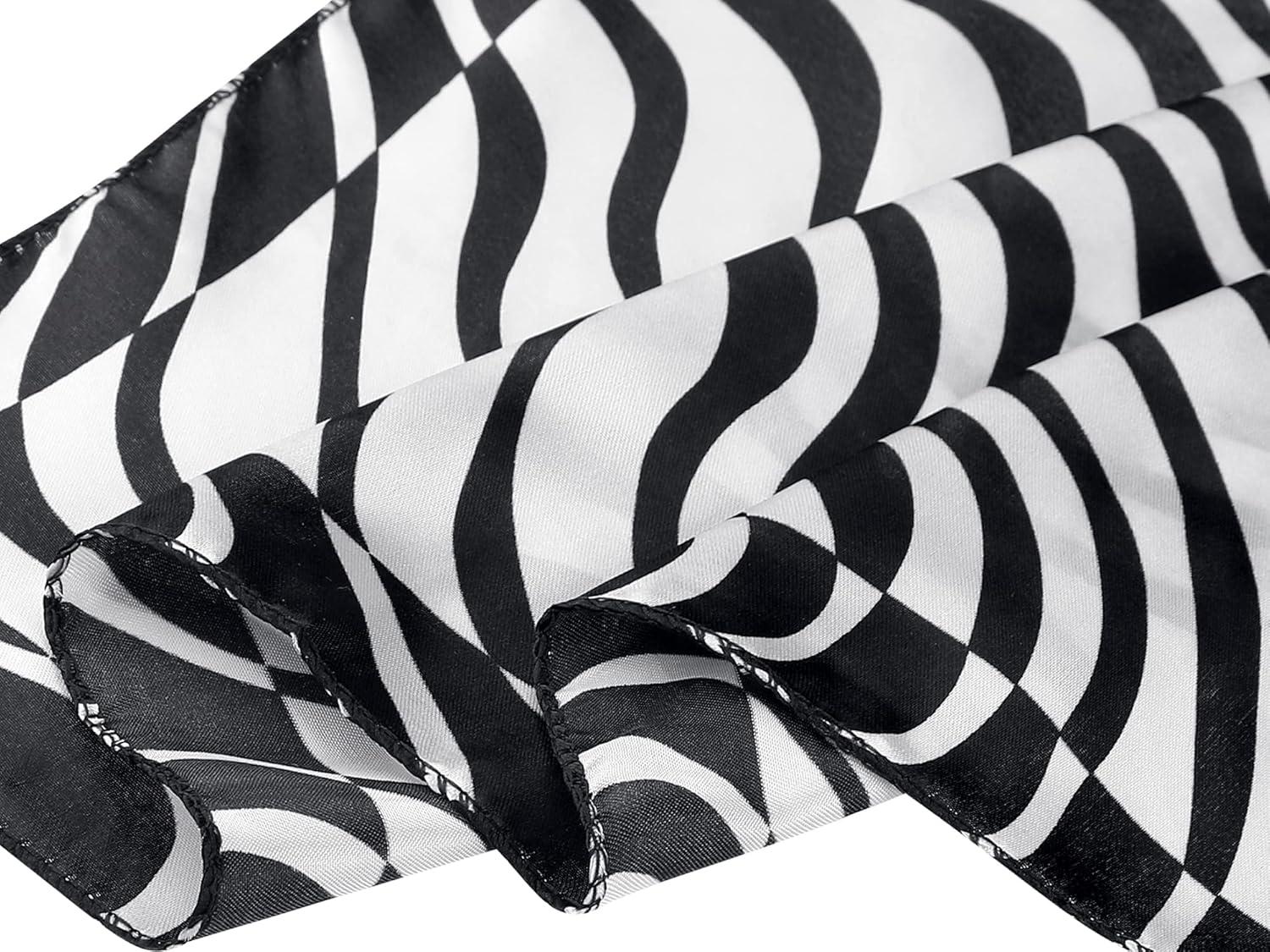 imageuxcell Women Square Scarf Scarves Leopard Printed Striped Polka Dots Pattern Kerchief NeckerchiefBlack White Zebra Pattern