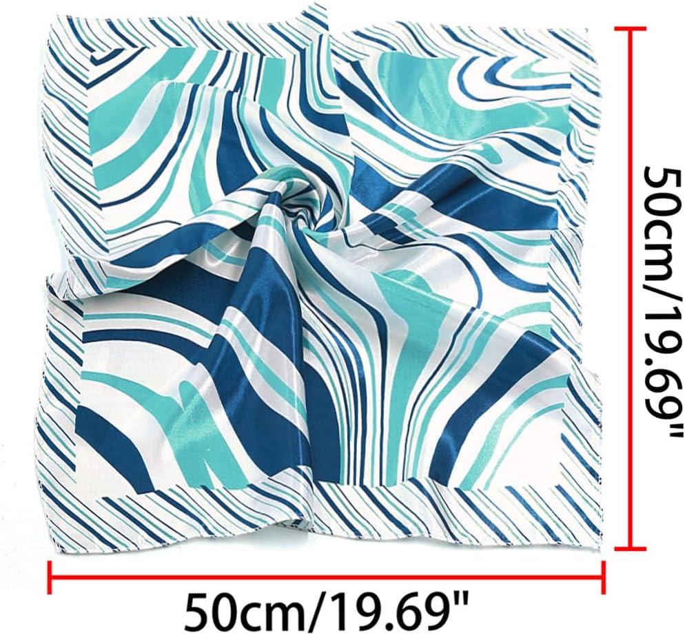 imageuxcell Women Square Scarf Scarves Leopard Printed Striped Polka Dots Pattern Kerchief NeckerchiefBlue White Novelty