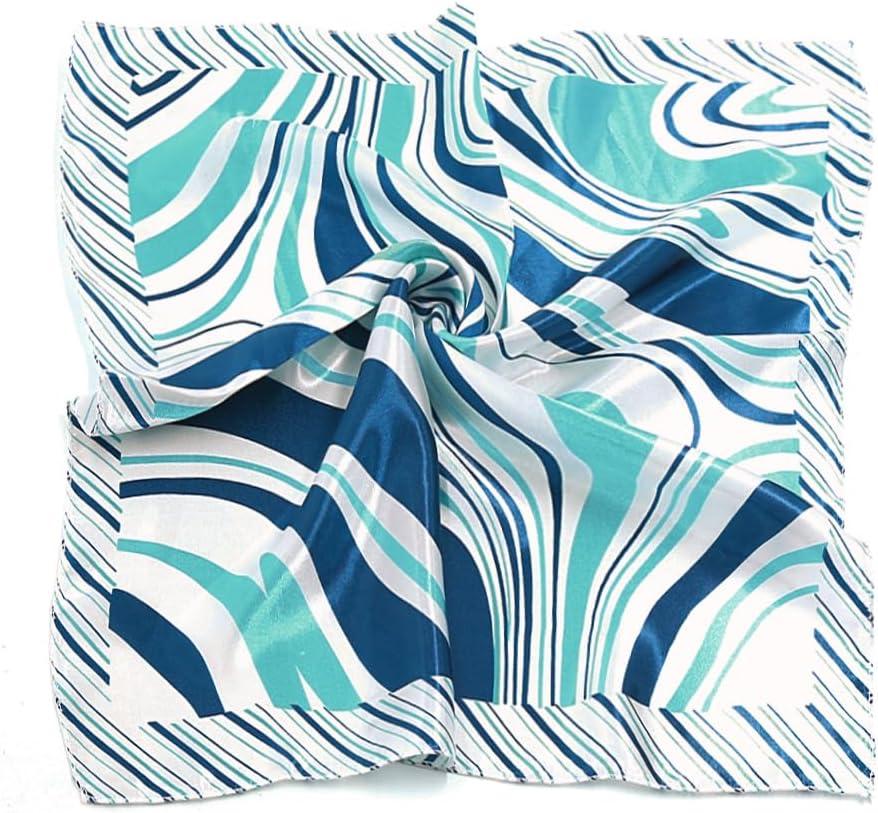 imageuxcell Women Square Scarf Scarves Leopard Printed Striped Polka Dots Pattern Kerchief NeckerchiefBlue White Novelty