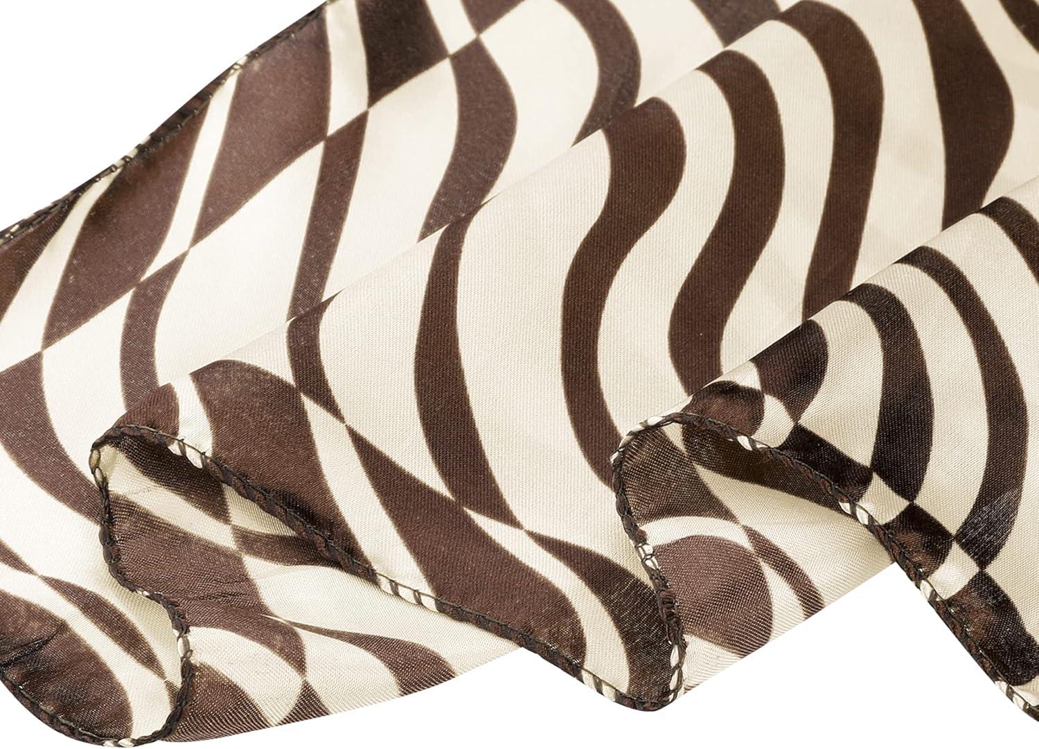 imageuxcell Women Square Scarf Scarves Leopard Printed Striped Polka Dots Pattern Kerchief NeckerchiefBrown Beige