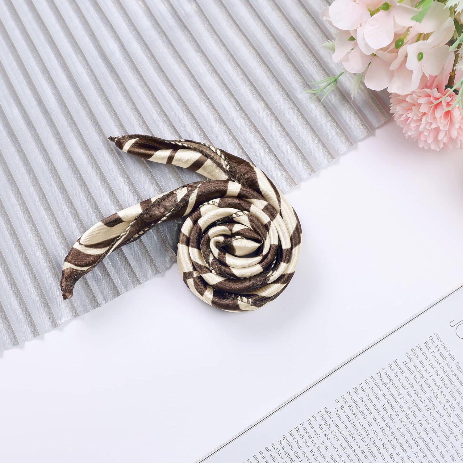 imageuxcell Women Square Scarf Scarves Leopard Printed Striped Polka Dots Pattern Kerchief NeckerchiefBrown Beige