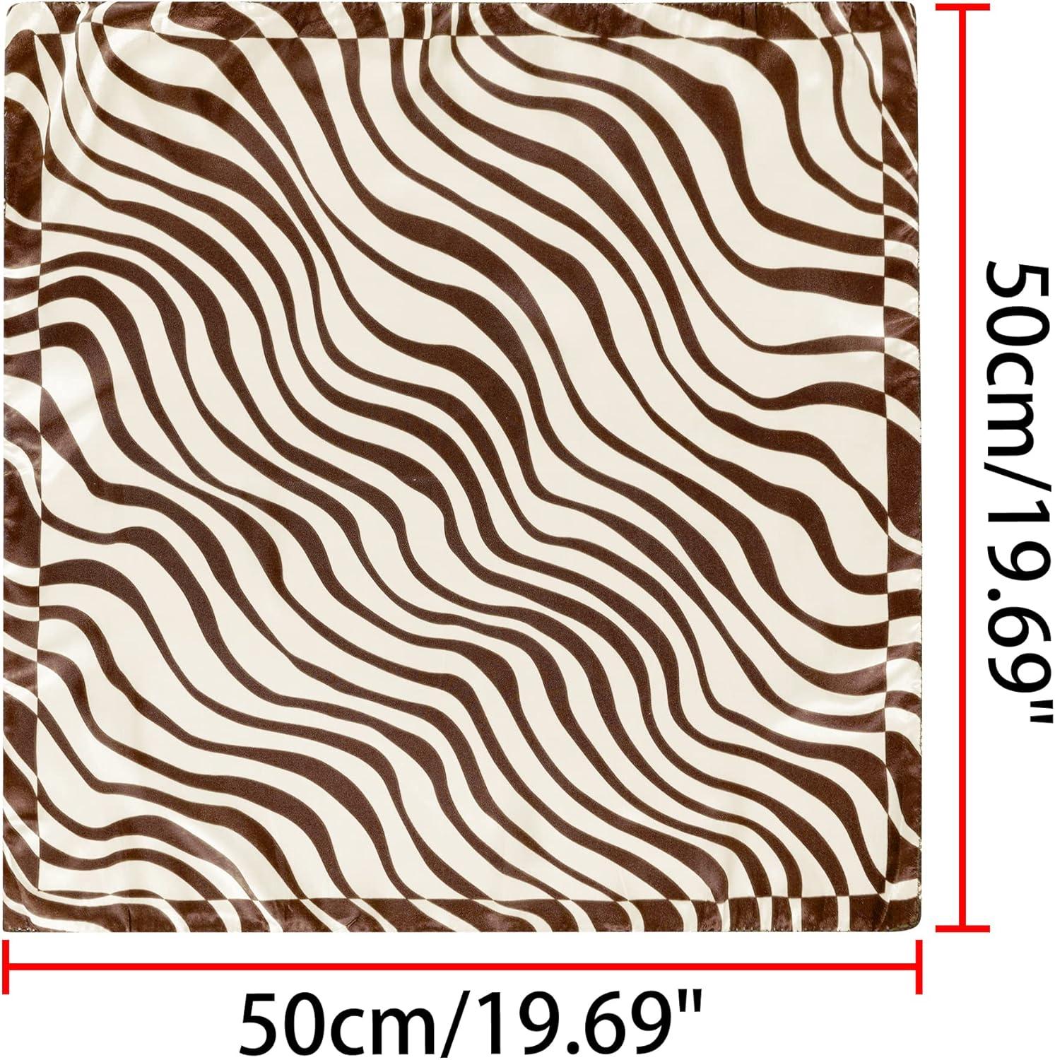 imageuxcell Women Square Scarf Scarves Leopard Printed Striped Polka Dots Pattern Kerchief NeckerchiefBrown Beige