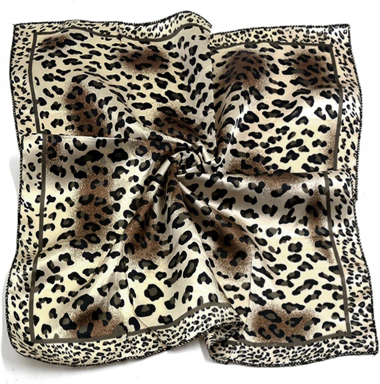 imageuxcell Women Square Scarf Scarves Leopard Printed Striped Polka Dots Pattern Kerchief NeckerchiefGold Leopard