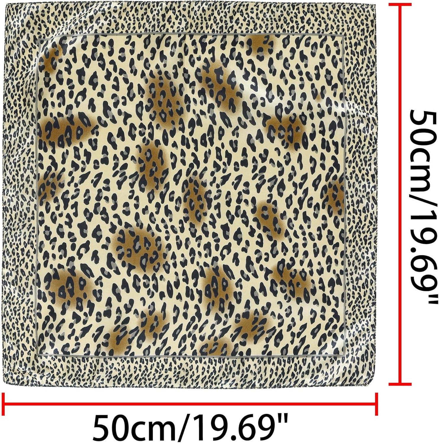 imageuxcell Women Square Scarf Scarves Leopard Printed Striped Polka Dots Pattern Kerchief NeckerchiefGold Leopard